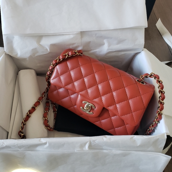 CHANEL 21k Brown, Mini rectangle, Light gold hardware, Lambskin - Picture 2 of 15